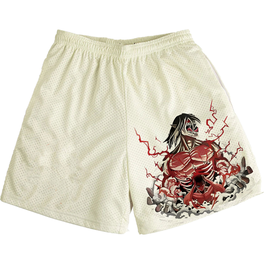 Beige Attack on Titan Attack Titan gym shorts