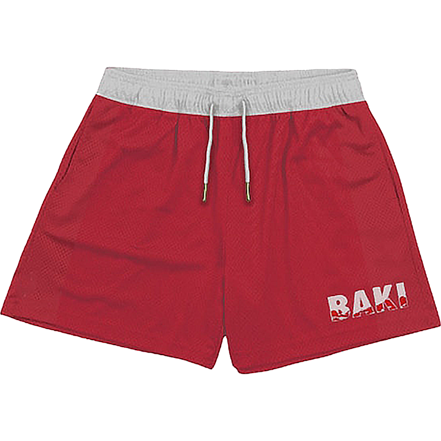 Red with grey waist Baki anime gym shorts