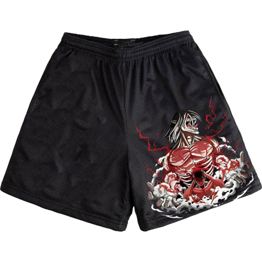 Black Attack on Titan Attack Titan gym shorts