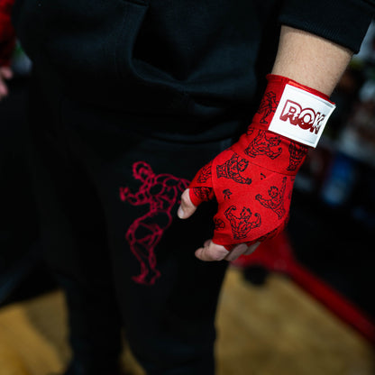 Athlete wearing Baki anime boxing hand wraps