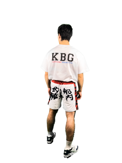 Fighter wearing Hajime No Ippo Shirt and boxing shorts