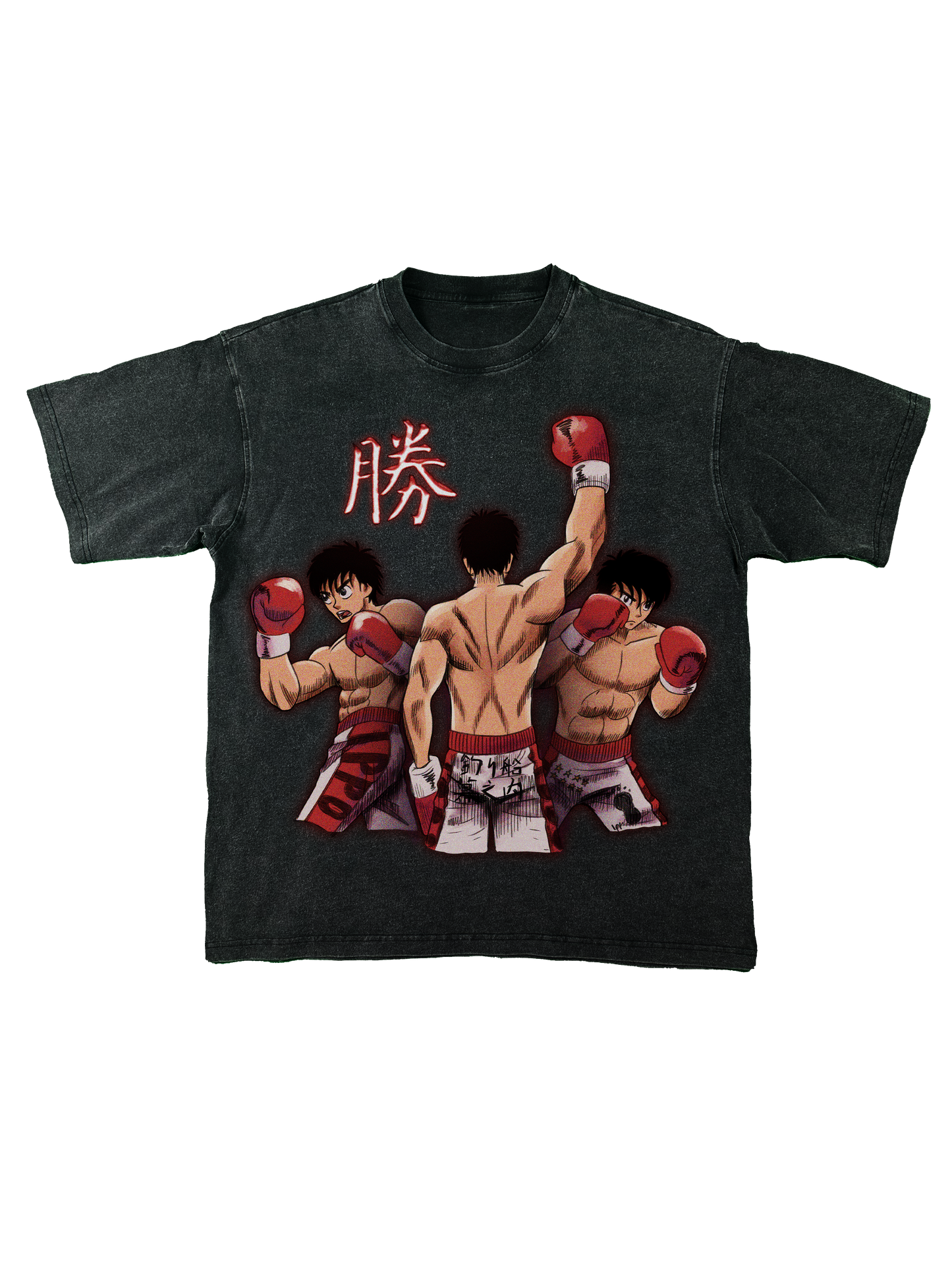 Stone-washed shirt with Hajime No Ippo design