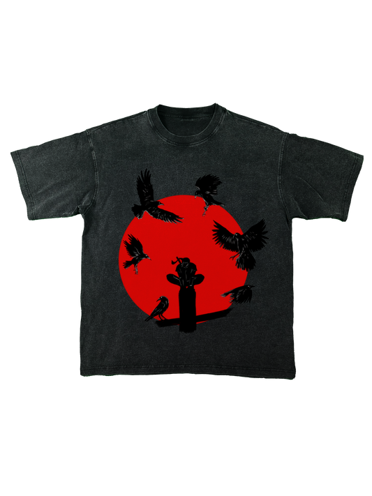 Stone-washed shirt with Itachi design