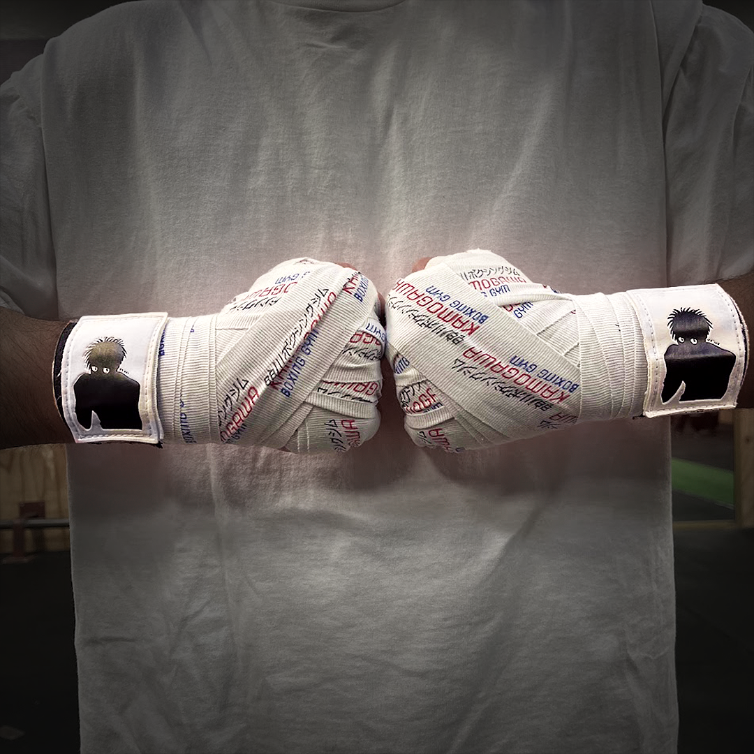 Fighter wearing Hajime No Ippo anime hand wraps