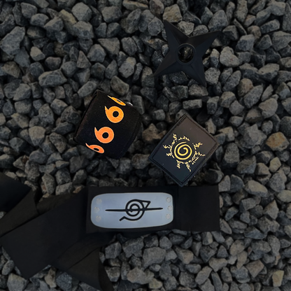 Naruto boxing and muay thai hand wraps. Black fabric with orange sage of six paths design and uzumaki and kyubi symbols