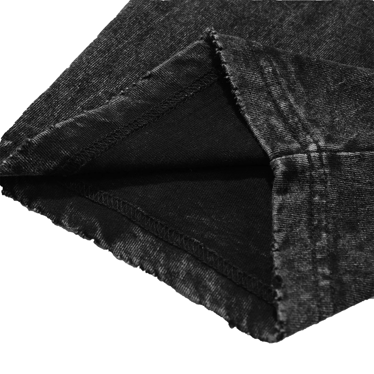 Close-up sleeve-line of stone-washed shirt