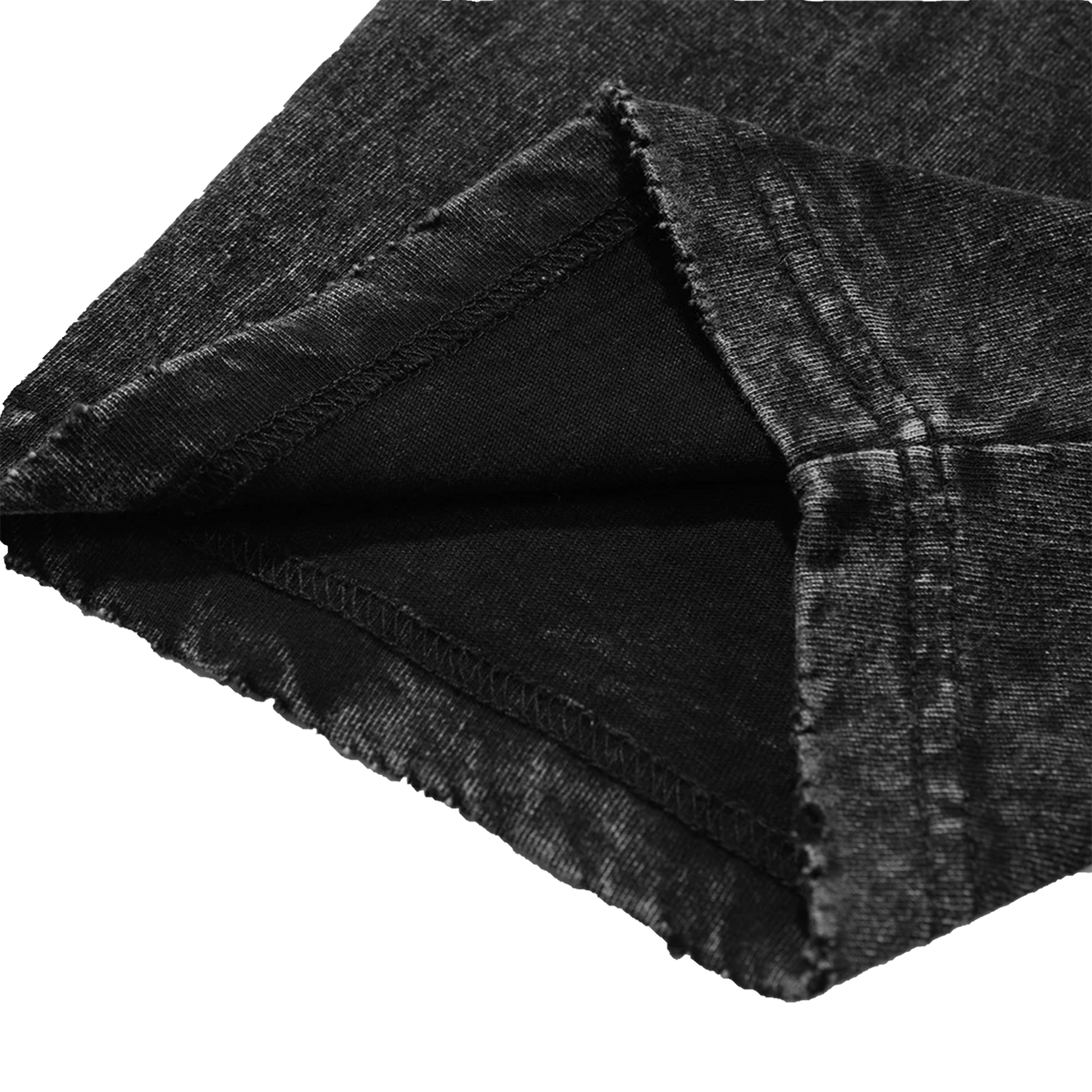 Close-up neckline of stone-washed shirt